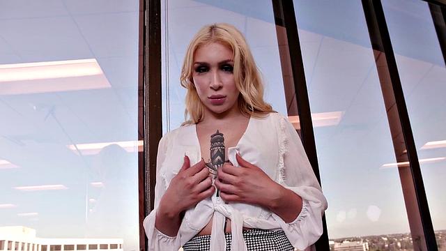 Busty TS secretary pounds BBC lover in the office