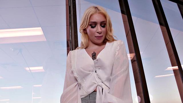 Busty TS secretary pounds BBC lover in the office