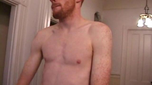 This redhead boy gets naked and lubes his hardening cock. Then Tristian gives himself a good stroking, edging himself a few times, before pumping his load onto a glass table.