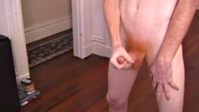 This redhead boy gets naked and lubes his hardening cock. Then Tristian gives himself a good stroking, edging himself a few times, before pumping his load onto a glass table.
