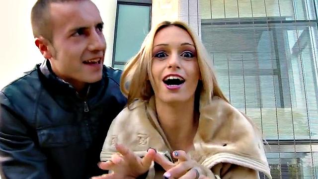 Public slut banged outdoors and milked by big white dick