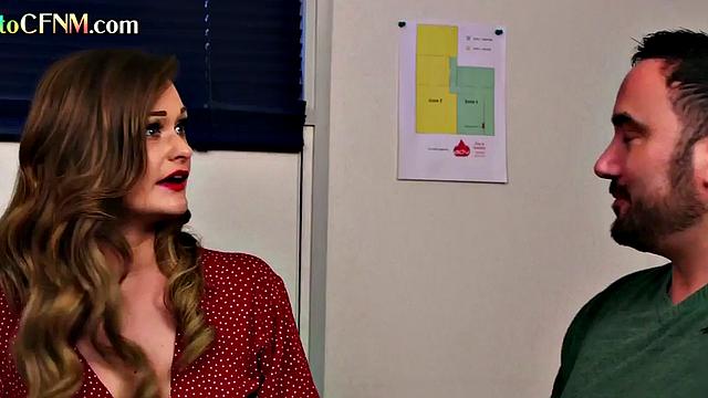 CFNM femdoms suck dick in waiting room till cumshot