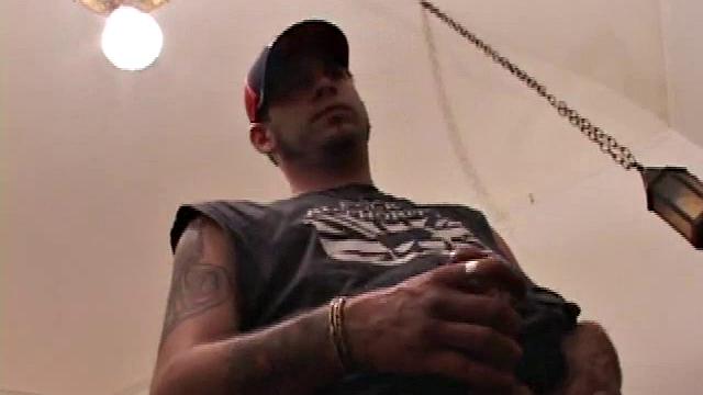 Pierced punk Elijah Mageddon goes to work on his cock. After stroking his stiff dick to the porn video, he pumps out his warm cum load onto the skateboard.