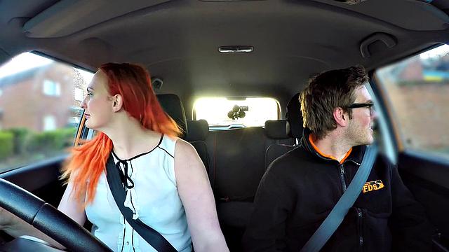 Redhead tattooed slut craves a massive cock for her wild work fantasies