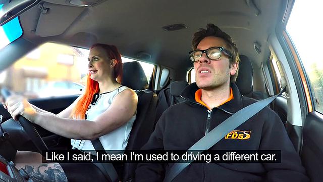 Redhead tattooed slut craves a massive cock for her wild work fantasies