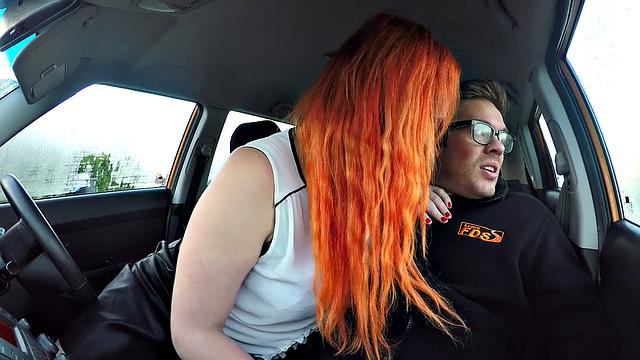 Redhead tattooed slut craves a massive cock for her wild work fantasies