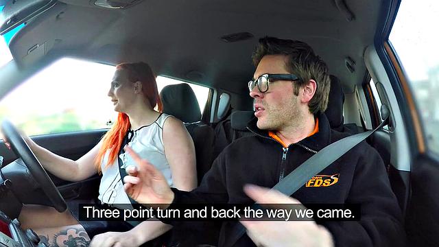 Redhead tattooed slut craves a massive cock for her wild work fantasies