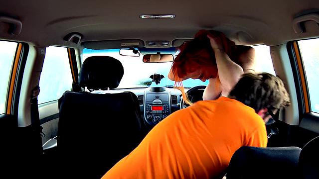 Redhead tattooed slut craves a massive cock for her wild work fantasies