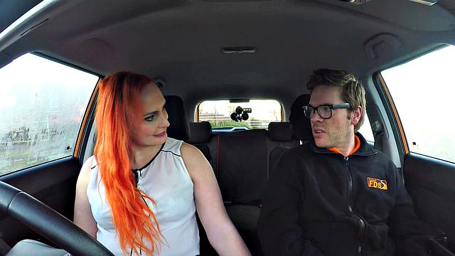 Redhead tattooed slut craves a massive cock for her wild work fantasies