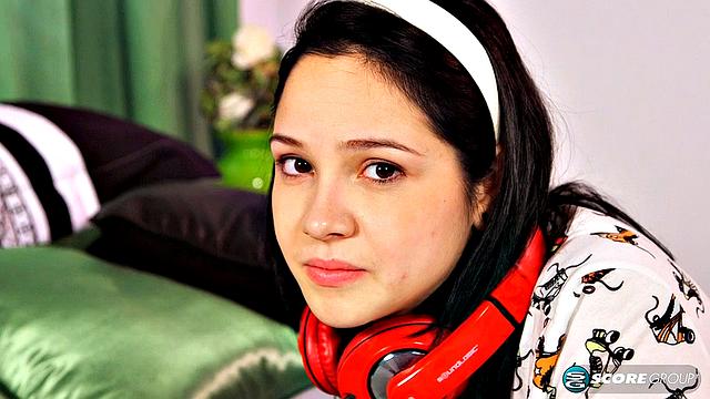 Cute cocksucker Cadey Mercury sucks a stud's finger, then his cock. She gets her