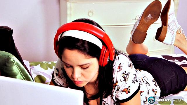 Cute cocksucker Cadey Mercury sucks a stud's finger, then his cock. She gets her