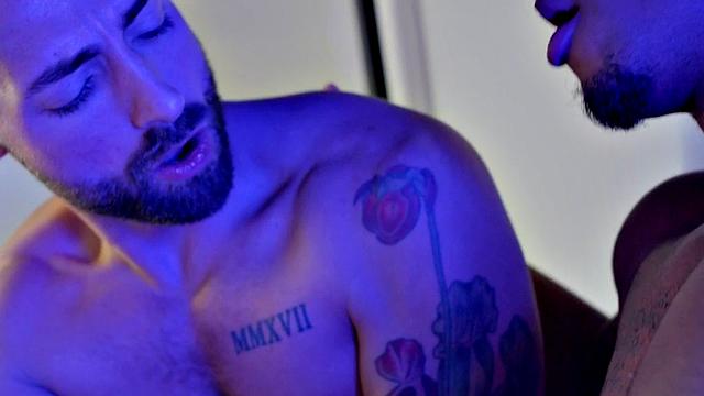 Inked jock tugs BBC before barebacking erotic couple