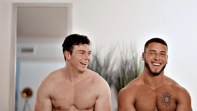 Slowburn jock analpleasing hunk lover on the bed