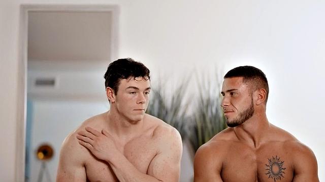 Slowburn jock analpleasing hunk lover on the bed