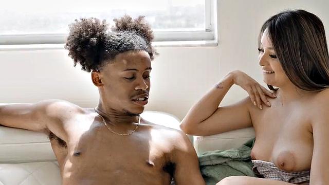 Short black guy banging naughty bae after deepthroat