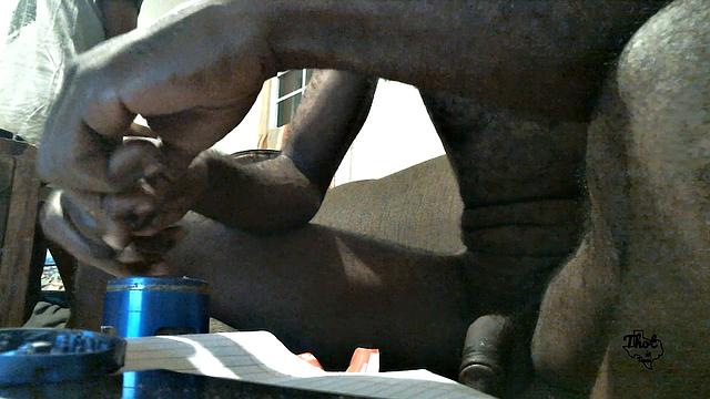 A black babe take it in the ass outdoors in Texas!