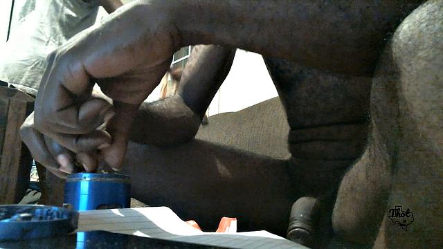 A black babe take it in the ass outdoors in Texas!