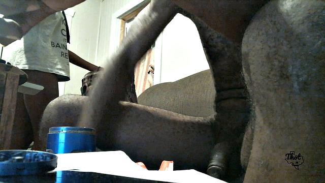 A black babe take it in the ass outdoors in Texas!