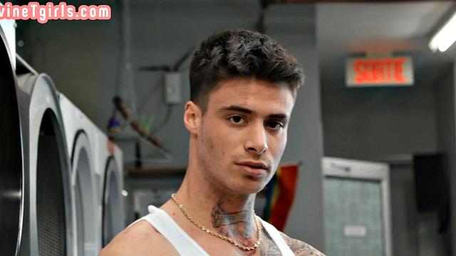 Tgirl public laundromat fun with hunk