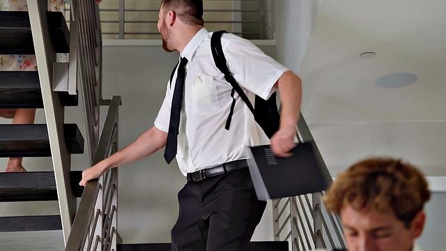 Blonde with tattoos goes wild in kitchen sex with cowgirl & doggystyle