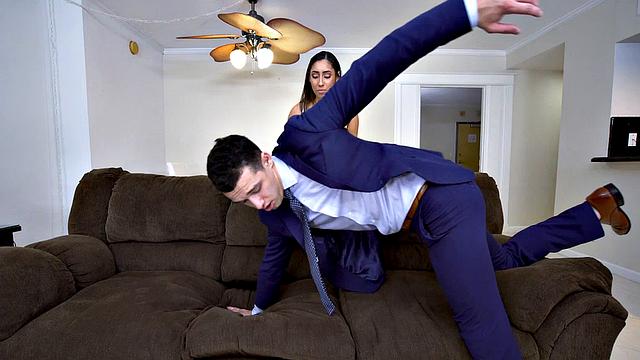 Dirty big-titted stepdaughter pounded in 3-way by stepdad