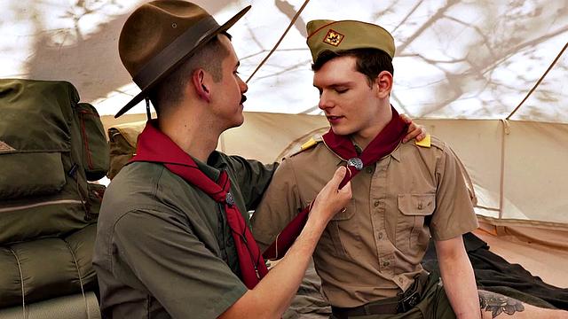 Naughty scoutbarebacks teach skinny novice the art of ass fucking outdoors