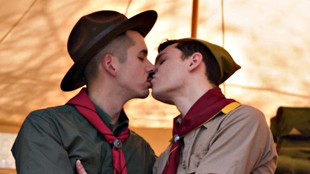 Naughty scoutbarebacks teach skinny novice the art of ass fucking outdoors