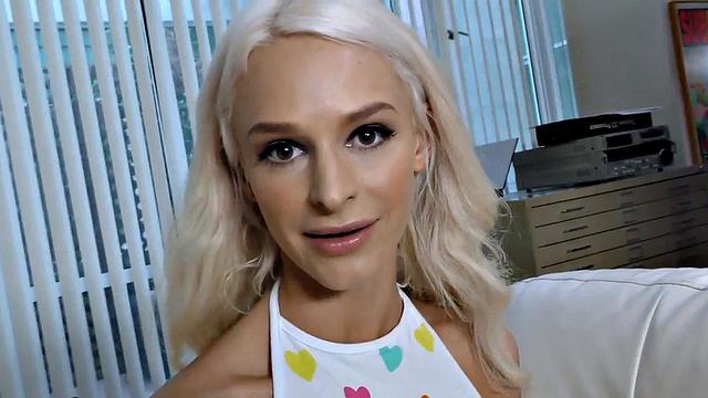 Insatiable cocksucking babe with petite boobs selffingers POV