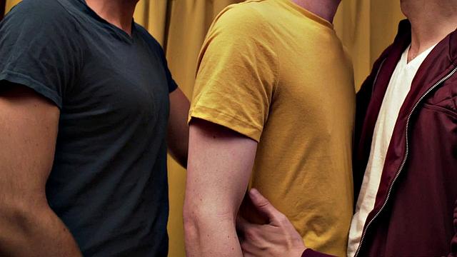 Hairy chest stepdaddy 3some with stepson and his BF