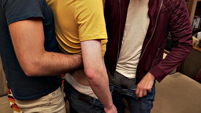 Hairy chest stepdaddy 3some with stepson and his BF