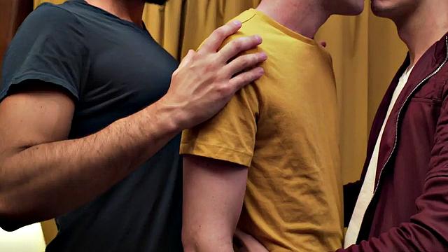 Hairy chest stepdaddy 3some with stepson and his BF