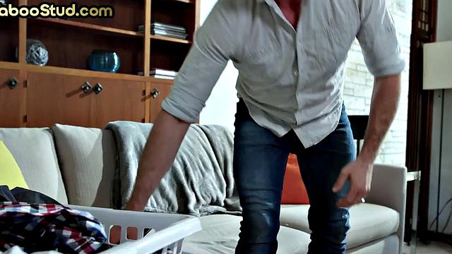 Taboo stepdaddy bareback bangs 21yo stepson's asshole