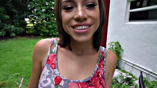 Watch Amber Fucked in POV outside & gives mind-blowing handjobs