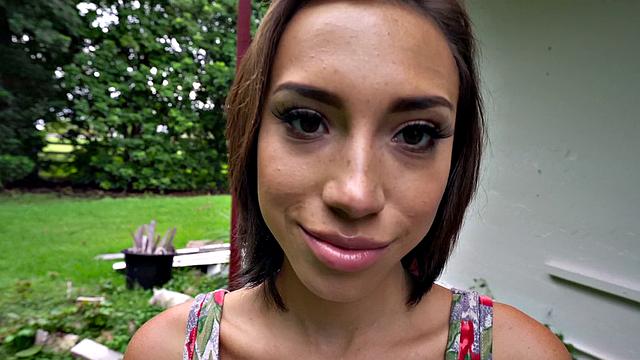 Watch Amber Fucked in POV outside & gives mind-blowing handjobs