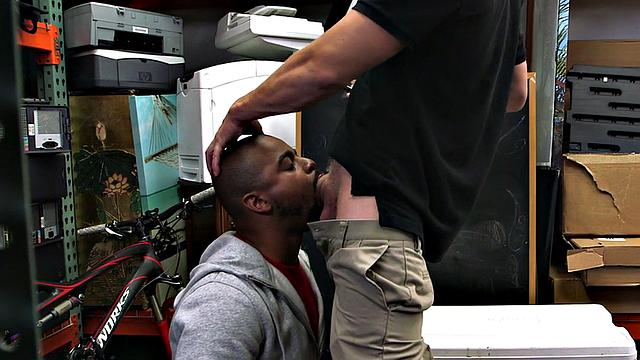 IR office 3some banging for horny black pawn