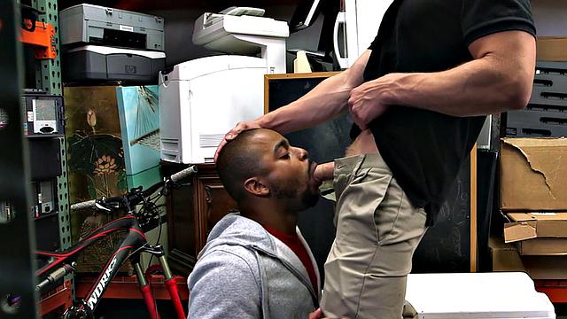 IR office 3some banging for horny black pawn