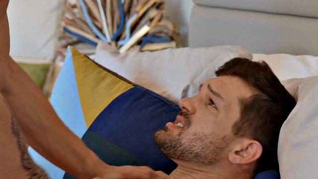 Tattooed jock barebacks bottom BF till cumshot