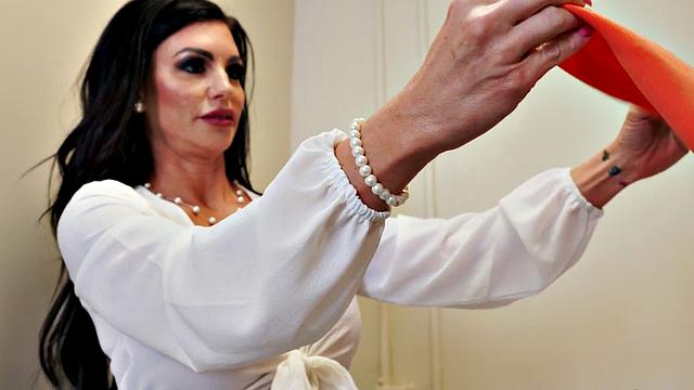 Stepmom with big boobs rides cock in wild threesome with stepdaughter & glasses on