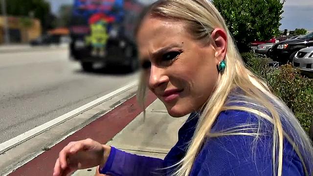 Curvy MILF in high heels gets her puffy nipples licked and deepthroats a big dick like a pro