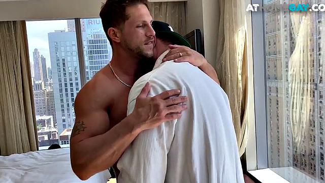 Homemade athletic jock fucks friend's ass after getting rimmed