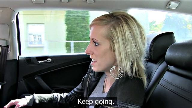 Blonde bombshell trades sex for a ride with taxi driver in POV