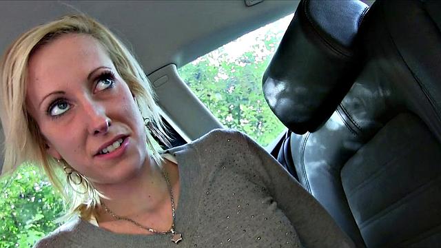 Blonde bombshell trades sex for a ride with taxi driver in POV