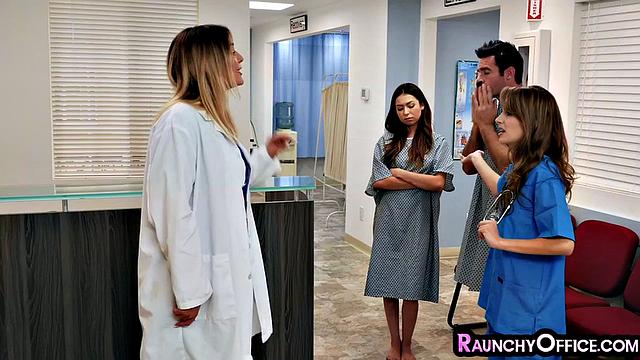 Nurse spreading pussy at boss's office