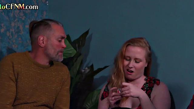 British CFNM slut pounded while others watch and film