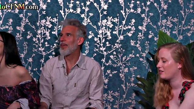 British CFNM slut pounded while others watch and film