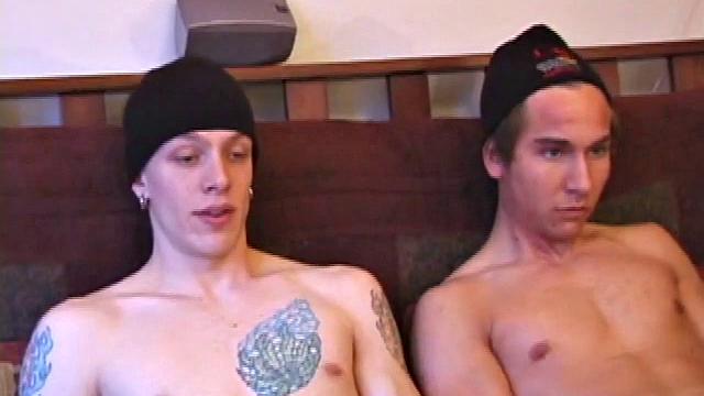 Shane and Brock start watching a porn video, while getting themselves ready for the task at hand. Hands find their way into their pants. Cock in hand, Brock strokes and soon both he and Shane are stripping naked.
