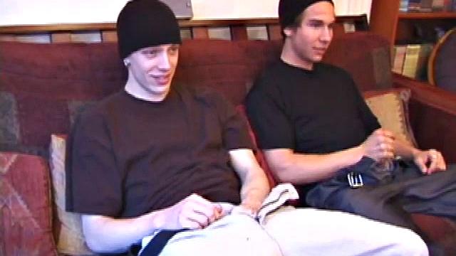 Shane and Brock start watching a porn video, while getting themselves ready for the task at hand. Hands find their way into their pants. Cock in hand, Brock strokes and soon both he and Shane are stripping naked.