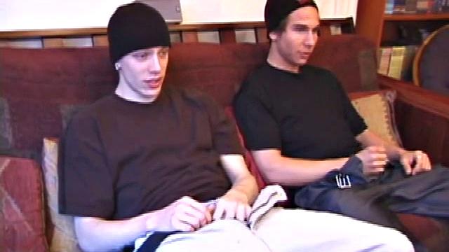 Shane and Brock start watching a porn video, while getting themselves ready for the task at hand. Hands find their way into their pants. Cock in hand, Brock strokes and soon both he and Shane are stripping naked.