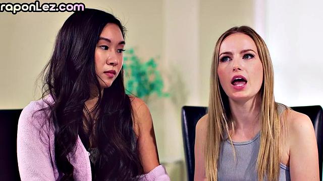 Asian 21yo and BFF finger teacher in 3some pussylicking