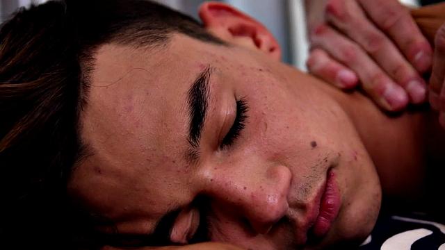 Massaged slim stepson bred in taboo duo after getting bj